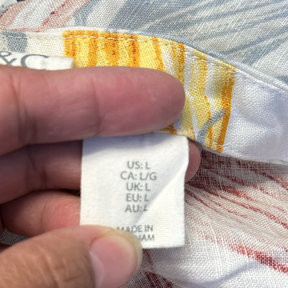 Women's C&C California Floral Leaves Boxy Linen Sleeveless Blouse Size Large EUC - Picture 8 of 9